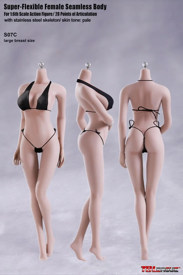 Tbleague Phicen 1/6 Weibliche Puppe mit superflexiblem Körper, ohne Kopf, sonnengebräunte/blasse Haut, kleine/mittlere/große Brust, 12 Zoll weibliche Actionfiguren