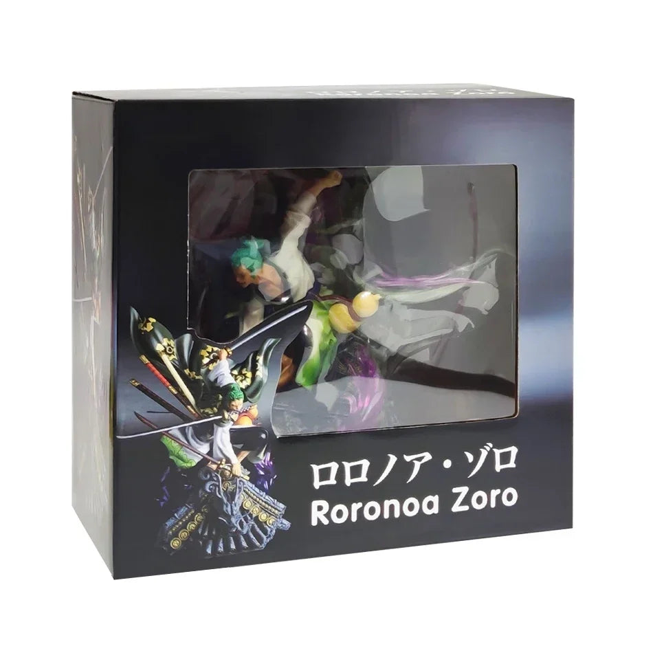 One Piece Figur 22 cm Roronoa Zoro Dach Sauron Drei-Messer-Kampfgeschick Anime Action-Modell Dekorationen PVC Spielzeug Geburtstagsgeschenke