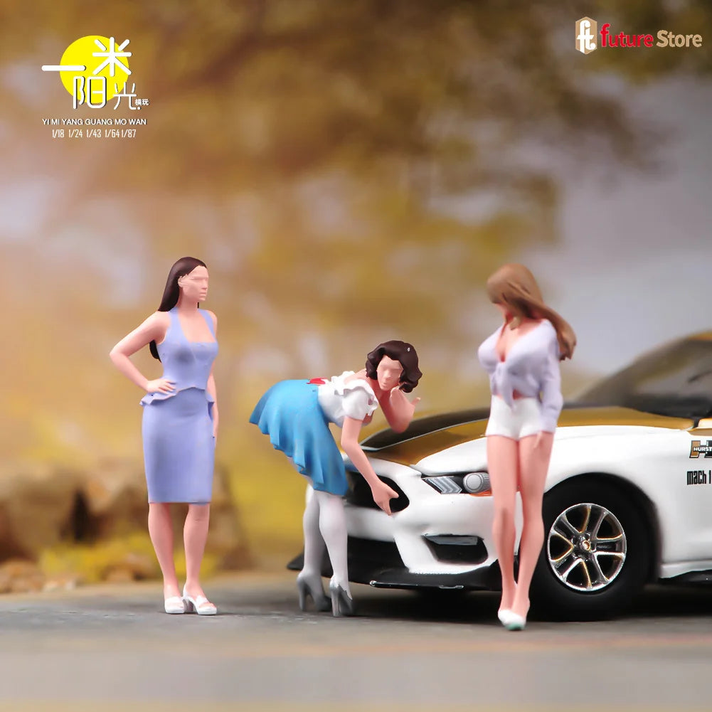 Miniature Figure 1/87 1/64 1/43 1/24 1/18 Summer Attire Women Beauty Female Dolls Clean The Car Scene Props Display Decor Crafts