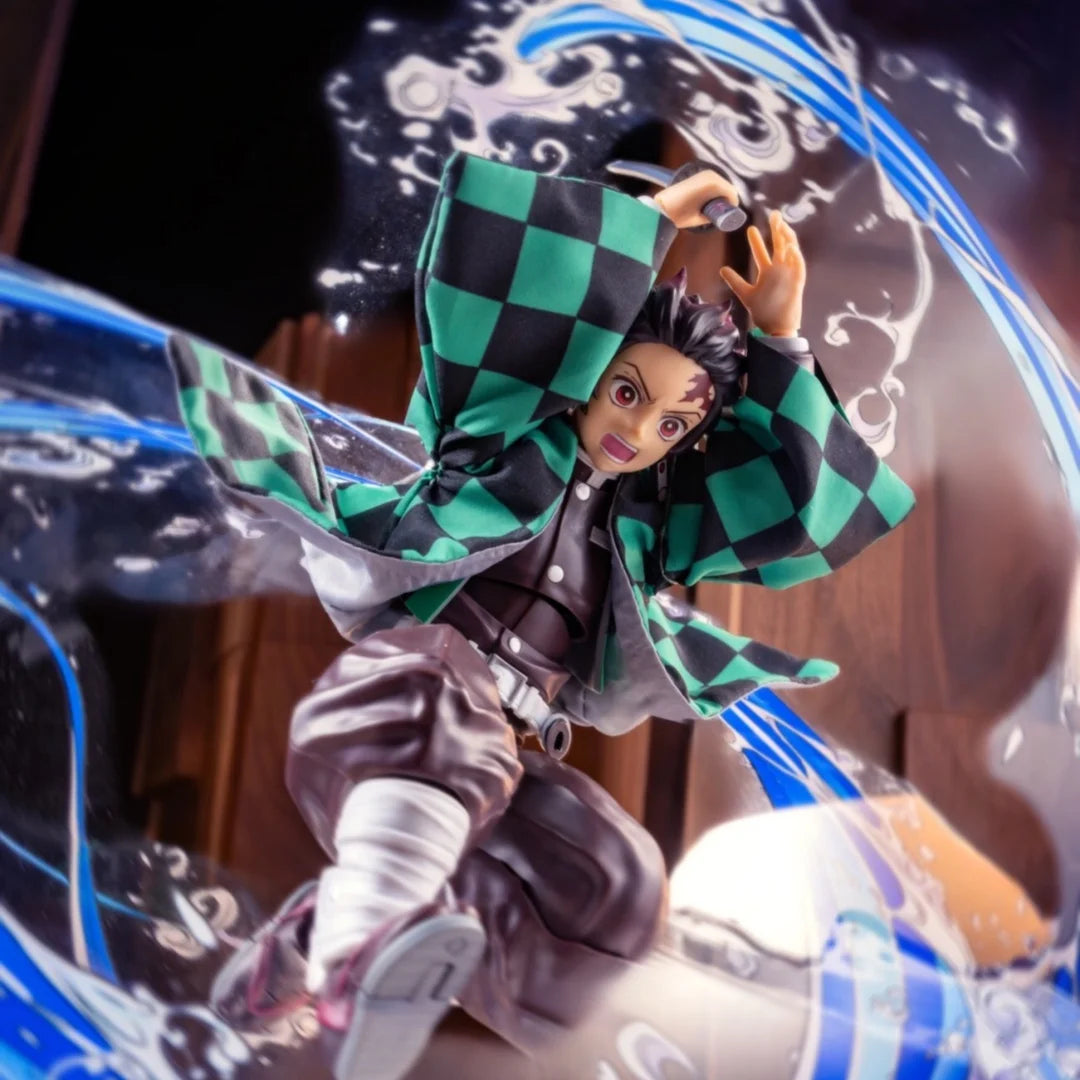 Demon Slayer Anime Shf Kamado Tanjirou, handgefertigte Kimono-Kleidung mit eingebautem Eisendraht ist geeignet für 1/12 bewegliche humanoide Spielzeuge