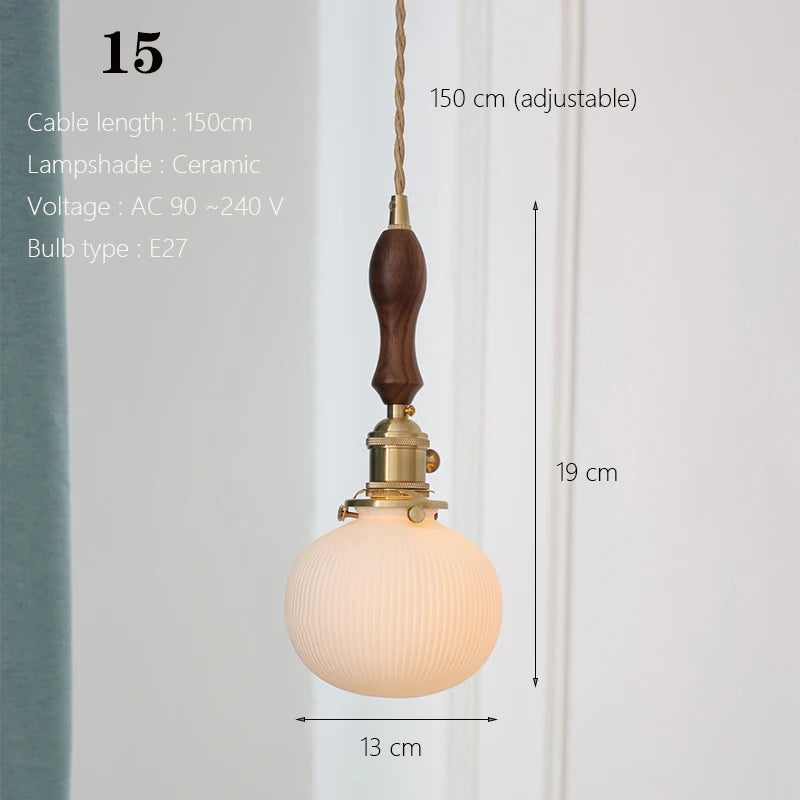 Japanese Ceramic Pendant Lights Scandinavian Light Luxury Pendant Lamp for Living Room Bedroom Dinning Room Kitchen Island