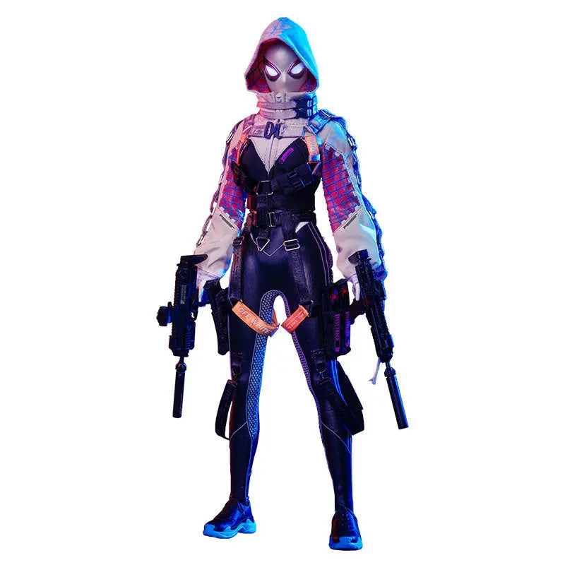 Marve 1/6 Scale Marvel Cyberpunk Spider - Gwen Action Figure Interchangeable Eyes Collectible Model ELE9002