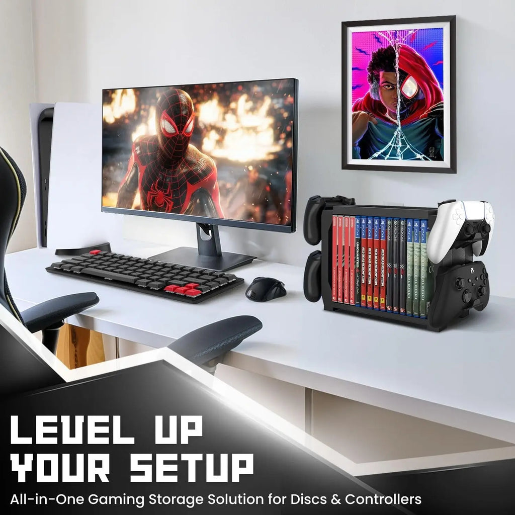 For PS5 Game Disk Rack and Controller Stand Holder For Xbox Series X/Nintendo Switch/PS4 Controller Stand Holder Can hold up to