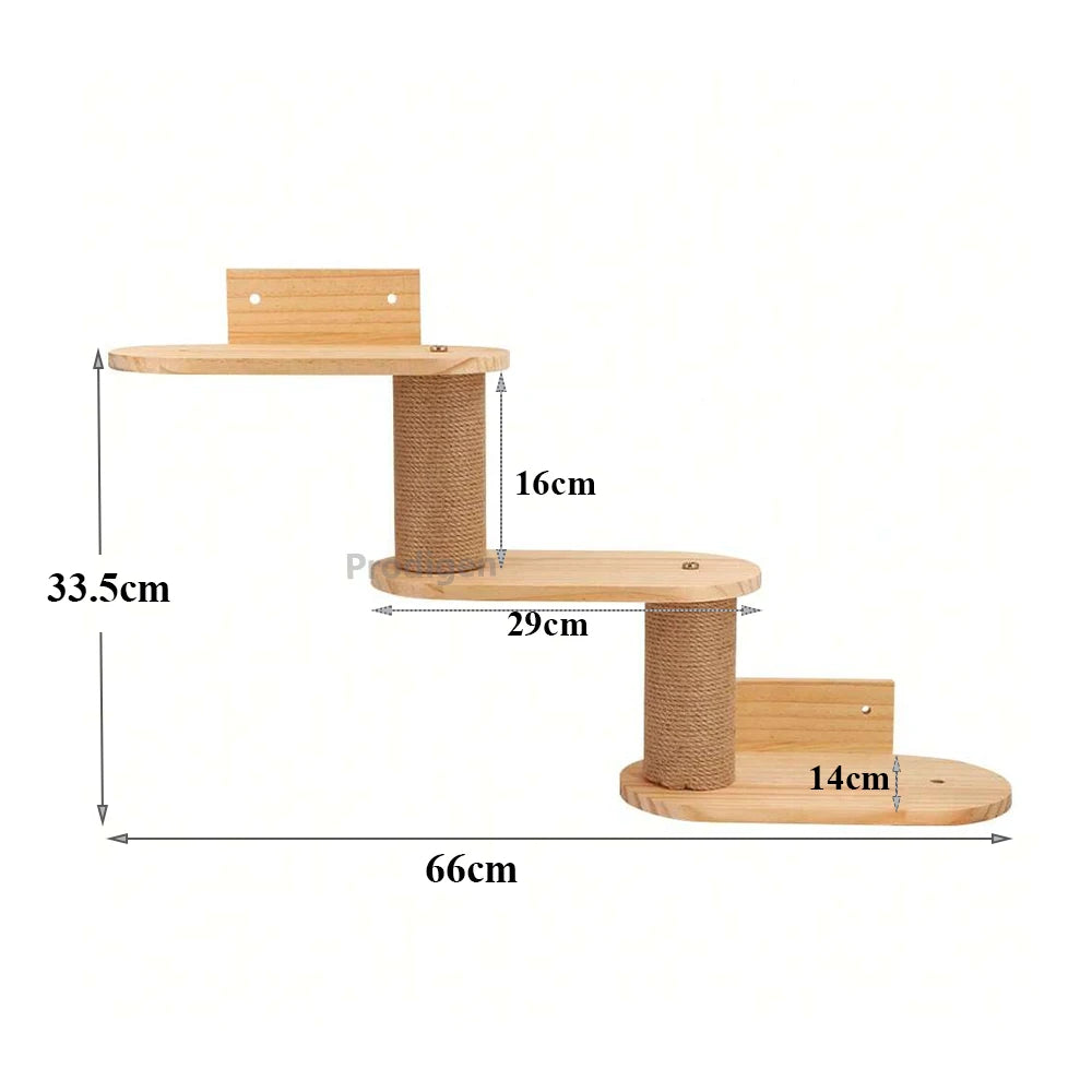 Cat Wall Wooden Climbing Bridge or Cat Hammock and Jumping Platform with Scratching Post Stairway Ladder for Cats Play