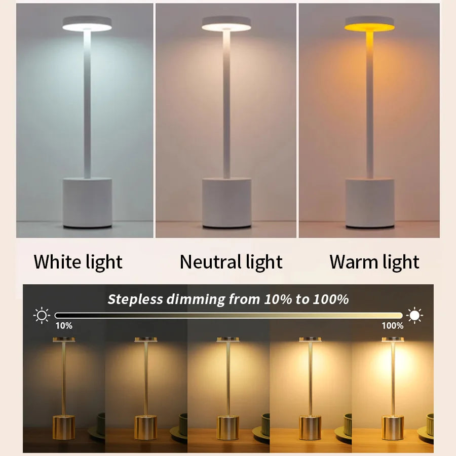 USB Rechargeable Led Night Light Desk Lamps 3 Color Touch Table Lamp Infinitely Dimmable Dining Bedside Lights Room Decor Gift