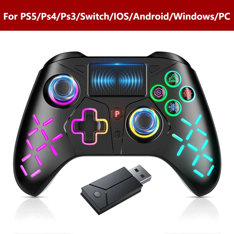 Controller For PS5 Console Steam/PC Wireless Gamepad Game Control Handle Rocker 6-Axis Gyro 3 Level Vibration W/ Turbo Touchpad