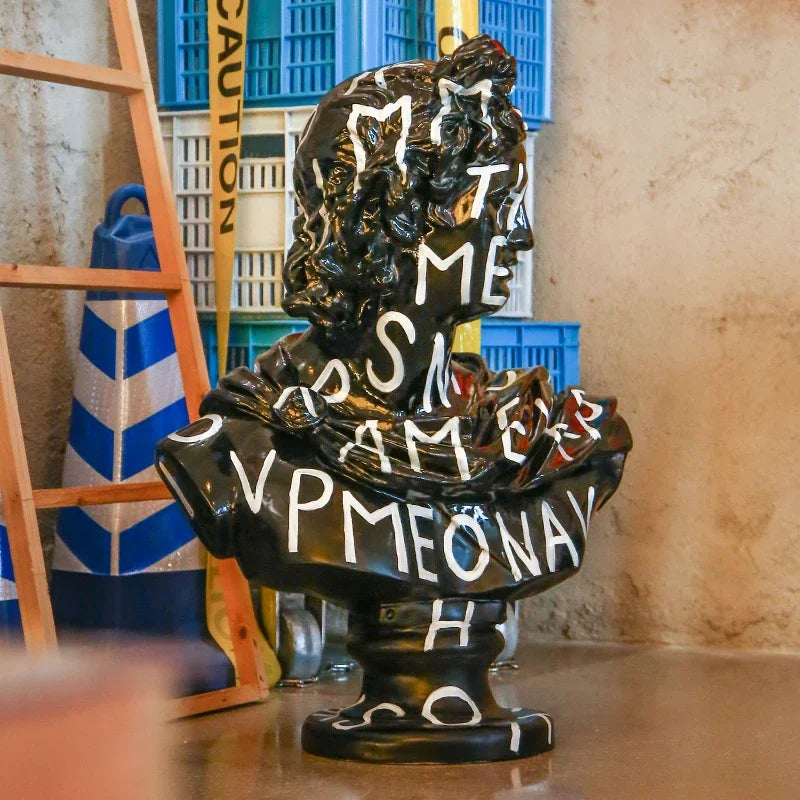 75CM David Bust Head Portraits Figurines Sculpture Michelangelo Resin Apollo Statue Nordic Decor Large Size Graffiti Art Crafts