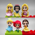 6PCS Set Princess Figure Snow White Ariel Ella Cinderella Belle Tangled Princess Mini Figure Cake Model Doll Kawaii Cue Gifts