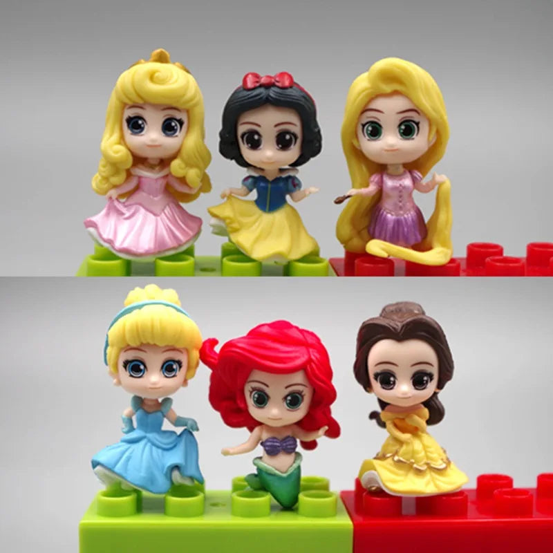 6PCS Set Princess Figure Snow White Ariel Ella Cinderella Belle Tangled Princess Mini Figure Cake Model Doll Kawaii Cue Gifts