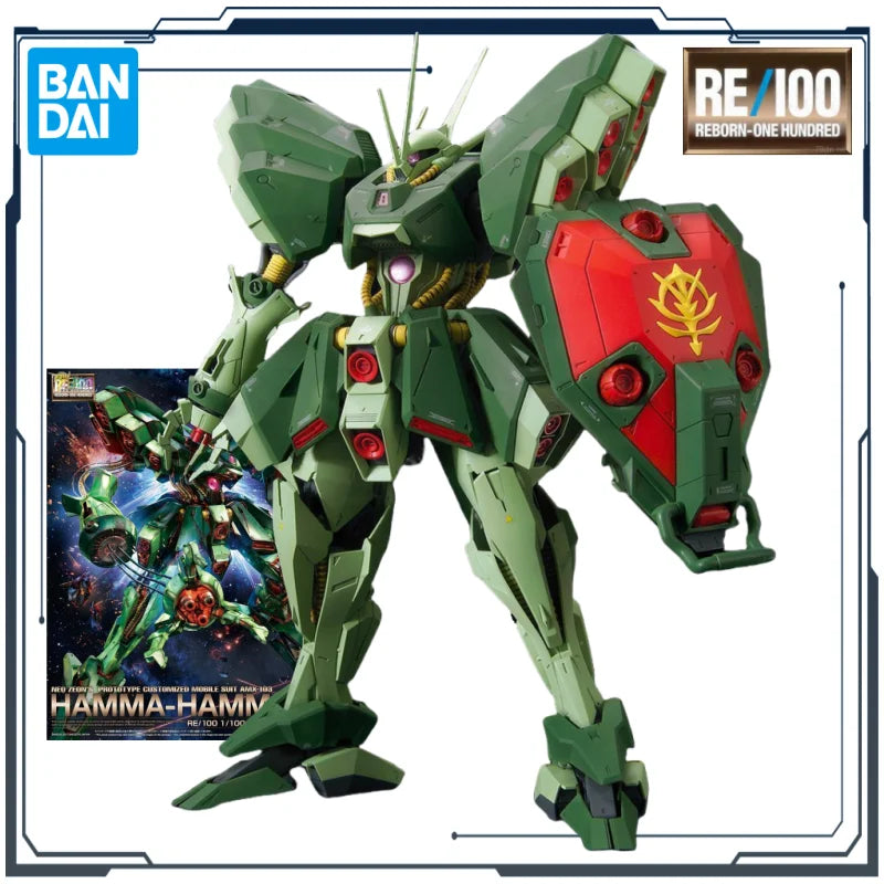 BANDAI Original RE/100 Series AMX-103 HAMMA-HAMMA 1/100 Anime Action Assembly Model Toys Gift for Boys Collectible Ornaments