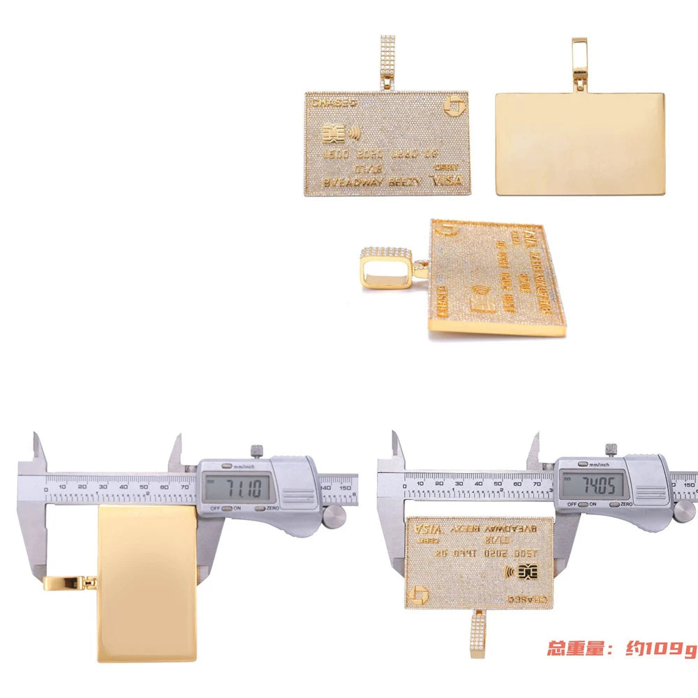 Moissminer VVS Moissanite Kreditkarte Anhänger Halsketten Für Männer Frauen Pass Tester S925 Silber Kette Hip Hop Schmuck GRA