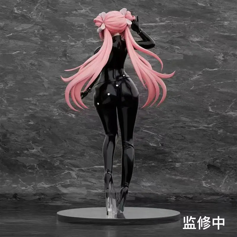 Anime Miss Lizzy Agent Figure Black Tight Suit Pink Hair Pvc Statue Smooth Touch Paint Desktop Decor For Anime Fans Wholesale