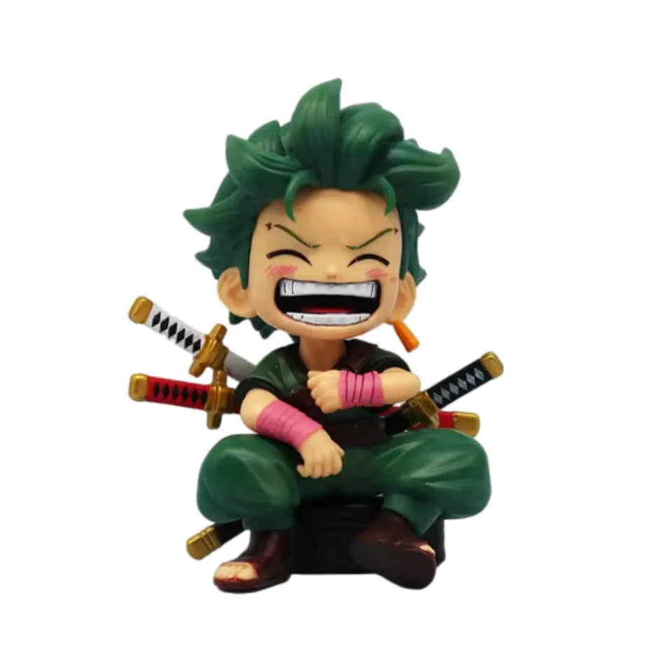 Anime Action Figure Statue: Sitting Luffy, Zoro, Sanji Chibi Style Car Decor Gift for OP Fans