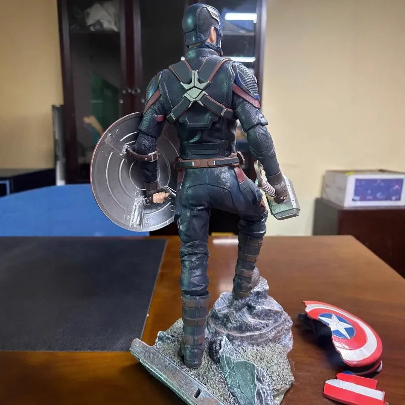 42cm The Avengers Figure Captain America Standing Posture Model Pvc Anime Action Series Desktop Ornaments Holiday Gifts Kids Toy