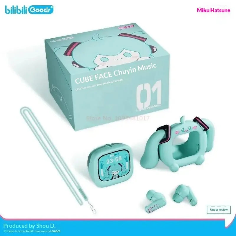 Bilibili Hatsune Miku CUBE FACE LCD Touch Screen TWS Earphones Gift Box Interactive Display Bluetooth Birthday Gift