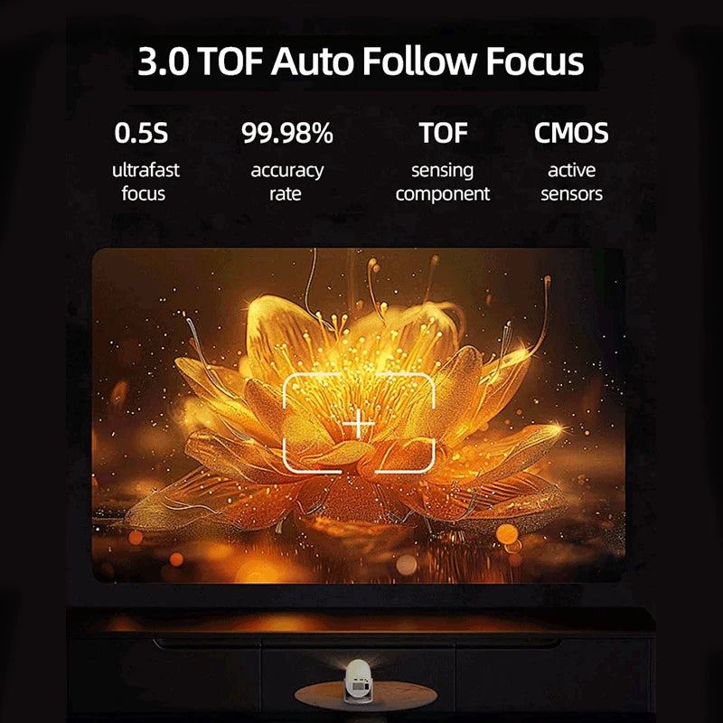 Lenovo преносим 4K проектор 100M Android 12 WIFI 6 TOF No-Sense Auto Focus външен Full HD проектор видео филм домашно кино