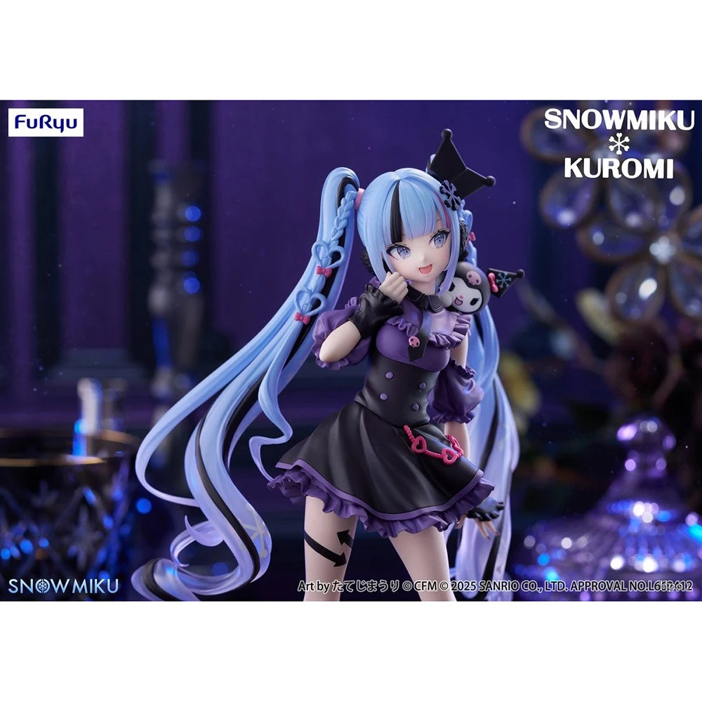 Original FuRyu Trio-Try-iT Hatsune Miku x Kuromi Action Figure Anime Collectible Model Kawaii Doll Decoration Birthday Gift 19CM