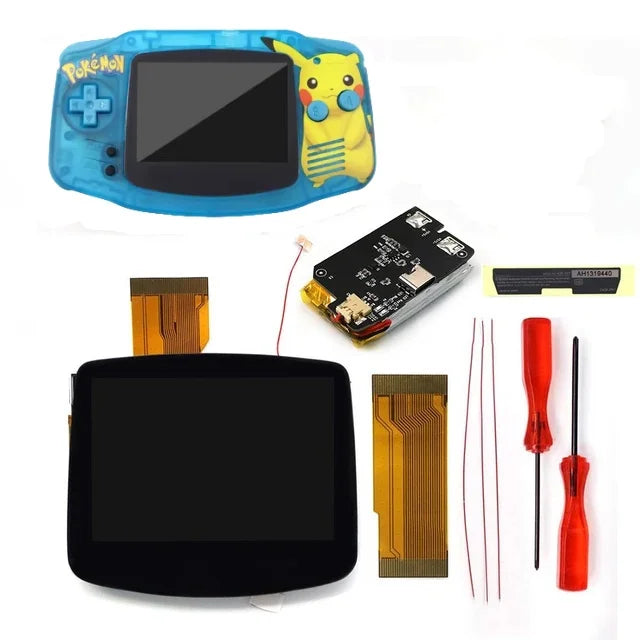 Hispeedido TYPE-C 1800 mah Battery Drop in 3.0" V5 Laminated LCD display For GBA IPS highlight screen  w/ UV housing Shell