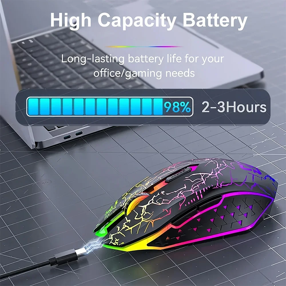 RGB-Farbe 2,4G Drahtlose Maus Bluetooth 5.2 Maus Dual Modus Gaming Maus Wiederaufladbare Stille Mäuse Für PC Laptop Tablet MacBook