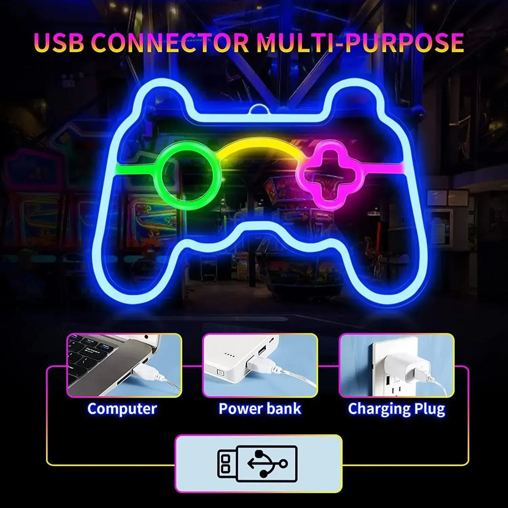 Gamepad Neon Sign for Gamer Room Wall Home Decoration Blue LED Night Light Playstation bar Game hall Lamp Cool Gifts