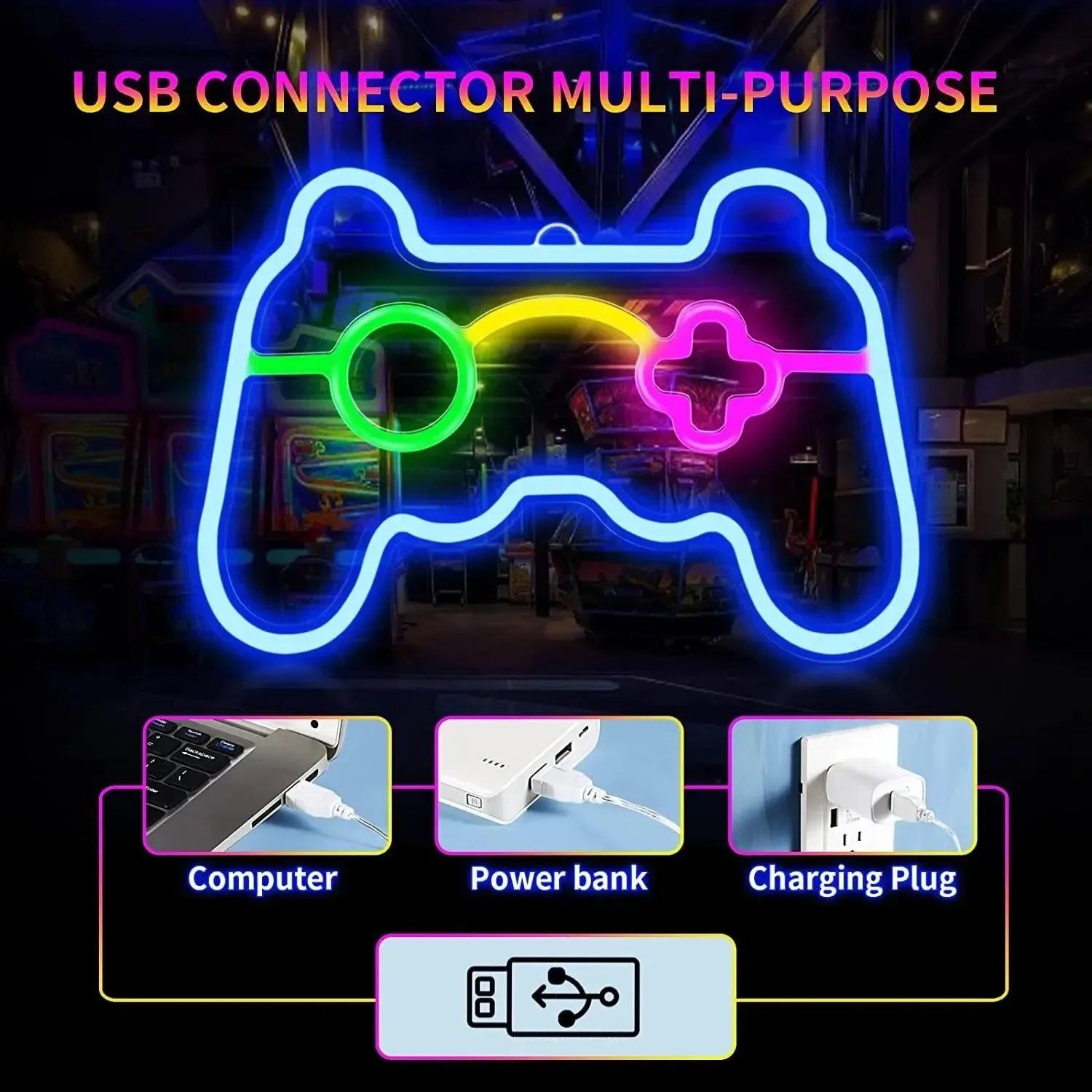 Gamepad Neon Sign for Gamer Room Wall Home Decoration Blue LED Night Light Playstation bar Game hall Lamp Cool Gifts