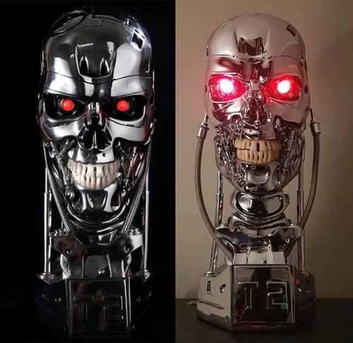 1/1 Replika Harz Terminator T800 Schädel Endoskelett Lift-Size Büste Figur Licht LED AUGE T-800 T2 Statue Modell Wohnkultur