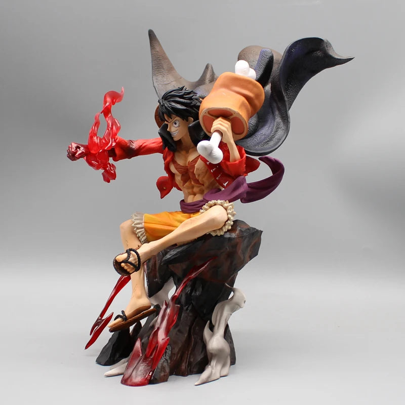 26 cm große One Piece Anime-Figur Monkey D. Luffy Actionfigur, Sammlerstück, PVC-Modellpuppe, sitzende Statue, Spielzeug, Dekoration, Kindergeschenk