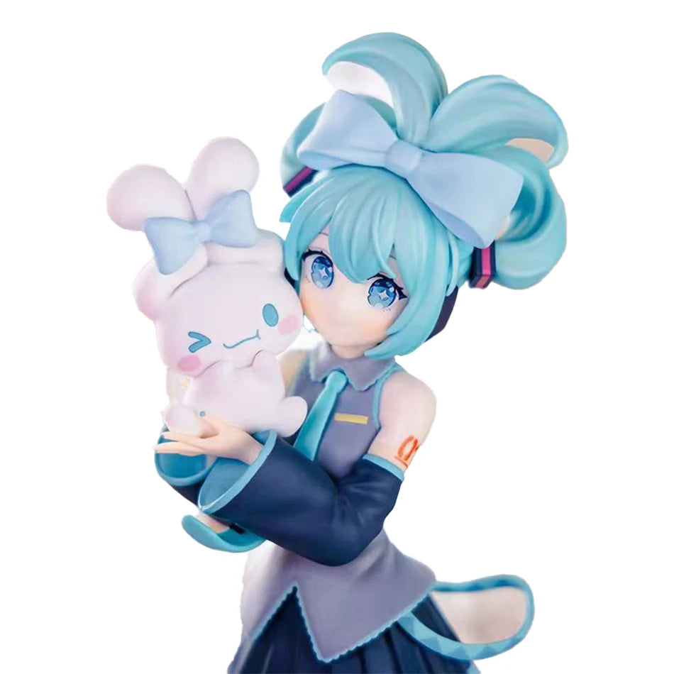 20CM Anime Hatsune Miku X Cinnamoroll Figure Anime Peripheral Collectible Models Decorative Decorations Children Kawaii Gift