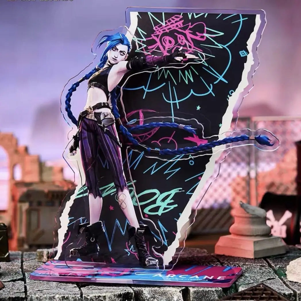 Hot Game League Of Legends City Of Two Cities Jinx Vi Caitlyn Kiramman Sign Perimeter Cartoon Anime Figure Model Decor Gift