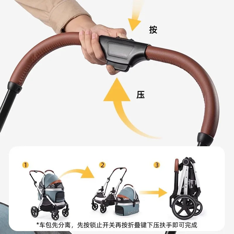 Separation Pet Trolley Dog Show Stroller Luxury 4 Wheels Detachable Pet Stroller for Cat&dogs