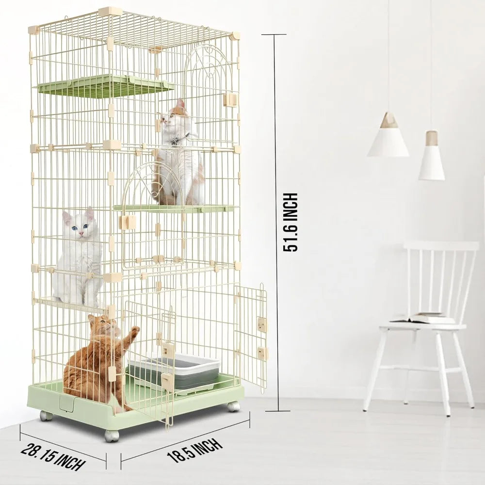 Cat Cages Indoor with Litter Box Included, 28.15 L x 18.5 W x 51.6 H, Large Indoor Cat Cage with 2 Opened Doors for Easy Litter