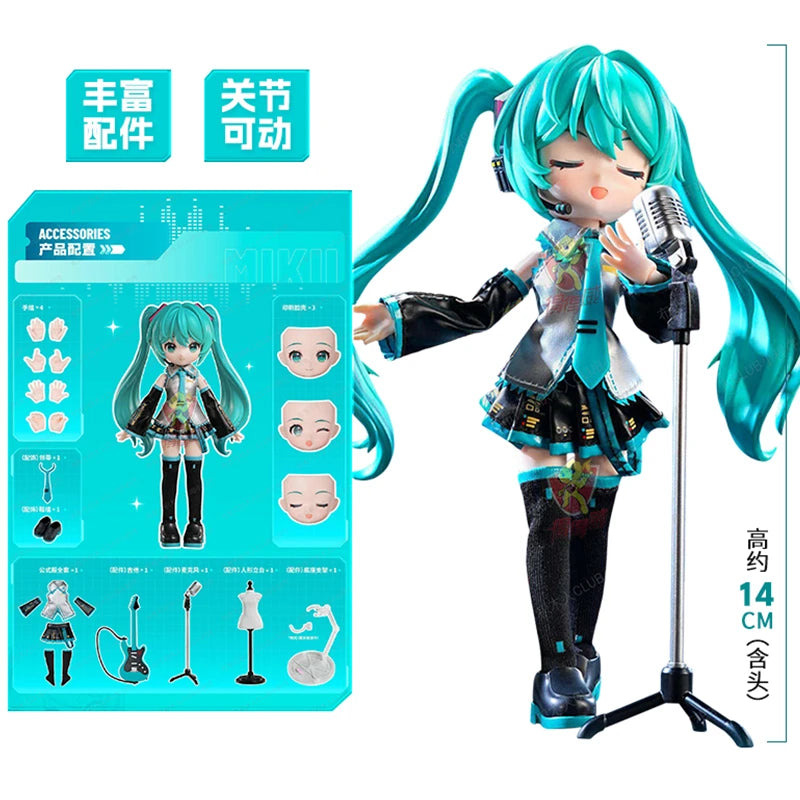 Original Hatsune Miku Q version 17th Miracle Edition Miku Singer Action Figure Joint Mobility Assembly Toy Doll Gift