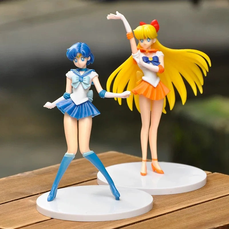 5pcs-Set Sailor Moon Action Figure Q Version Kawaii Sailor Mars Jupiter Mercury Venus  Model Toy Collection Doll Desktop Decor