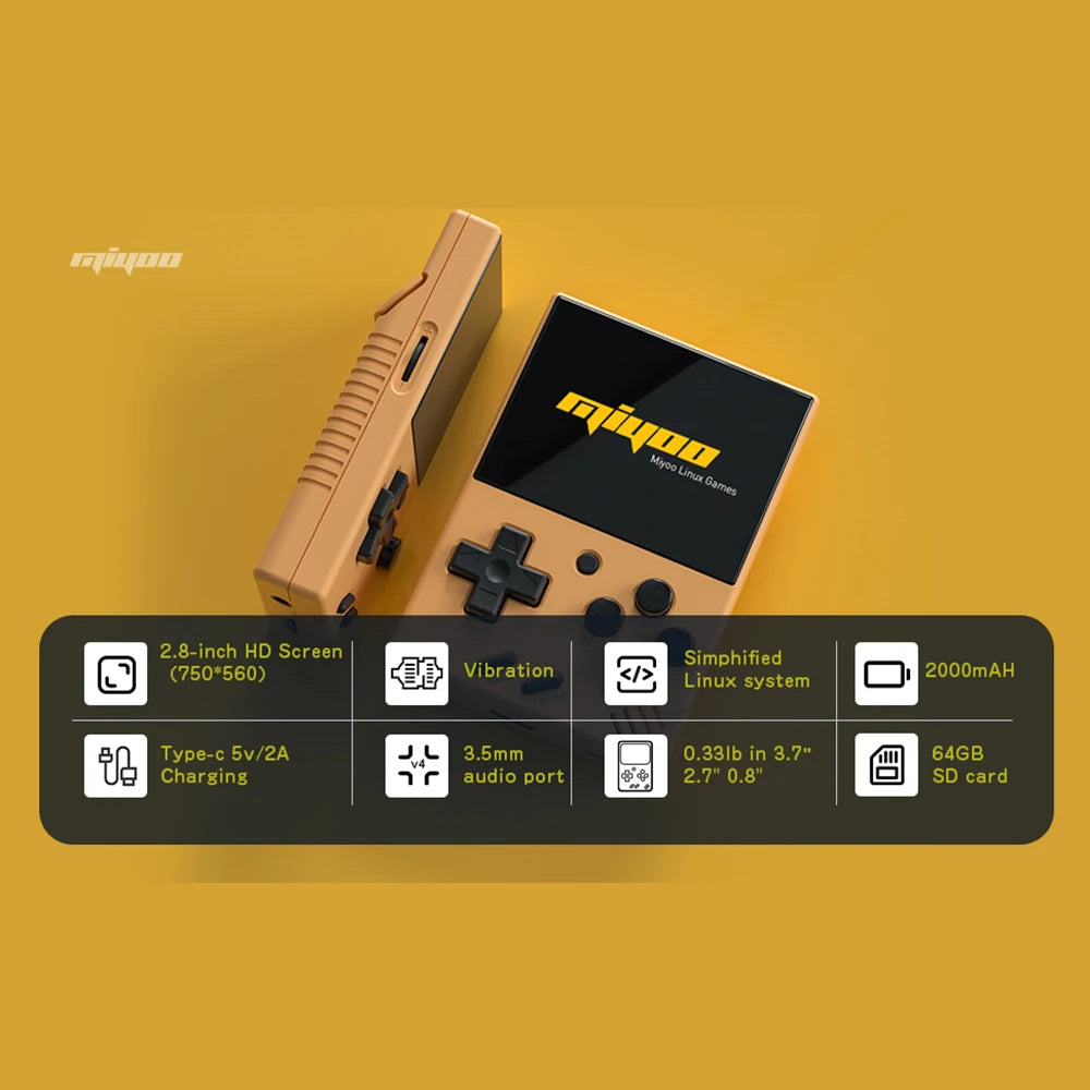 Tragbare Retro-Handheld-Spielkonsole 2,8 Zoll IPS-Bildschirm Videospielkonsolen Linux-System Klassischer Gaming-Emulator