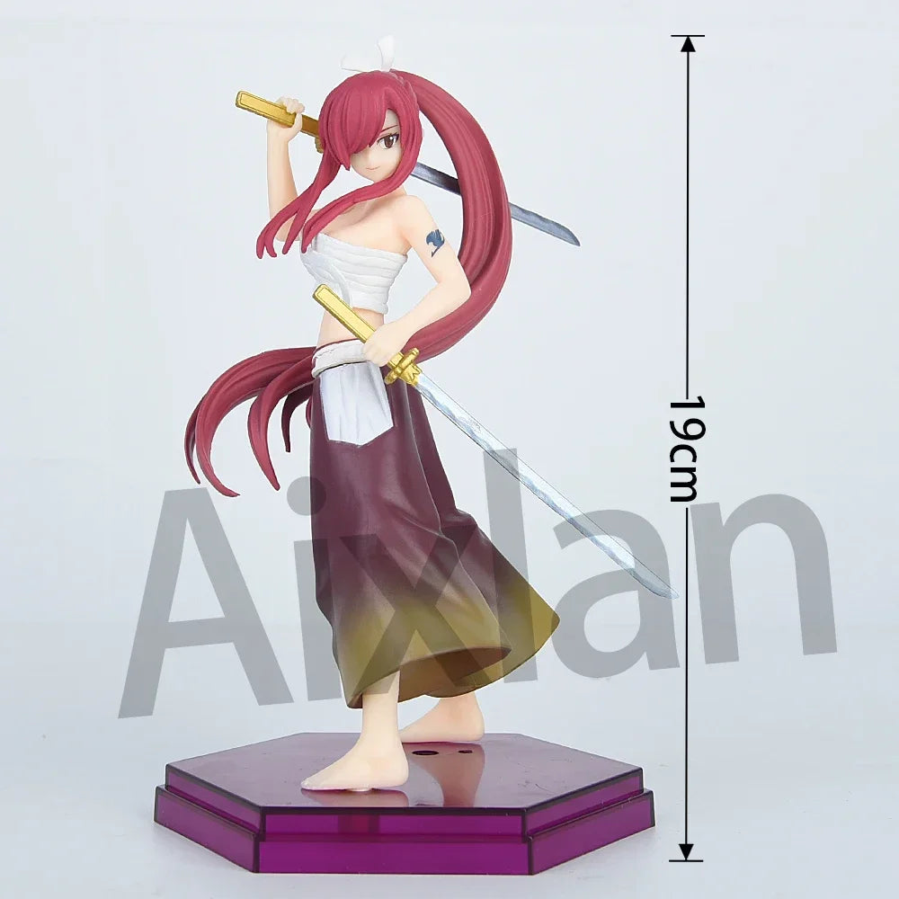 Aixlan Erza Scarlet Figur, 19 cm, Dämonenklinge, Rot, Sakura, keine PVC-Actionfigur, Amin, Geburtstagsgeschenk, Sammlerfigur