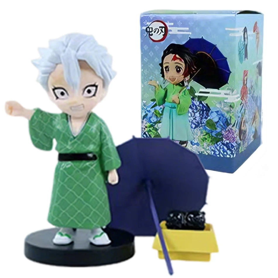 In stock 12cm kawaii  Demon Slayer Plum Rain Series with Box Handmade Model no Yaiba Kamado Nezuko Action Figure Ornament Gift