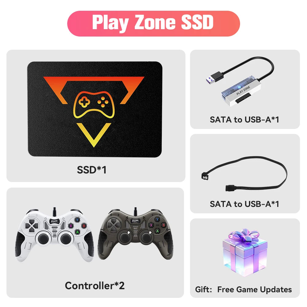 PlayZone 1TB Portable External Game SSD Handheld Game Console For Xbox/PS4/PS3/PS2/Switch Built-in 16000 Games For Win PC/Laptop