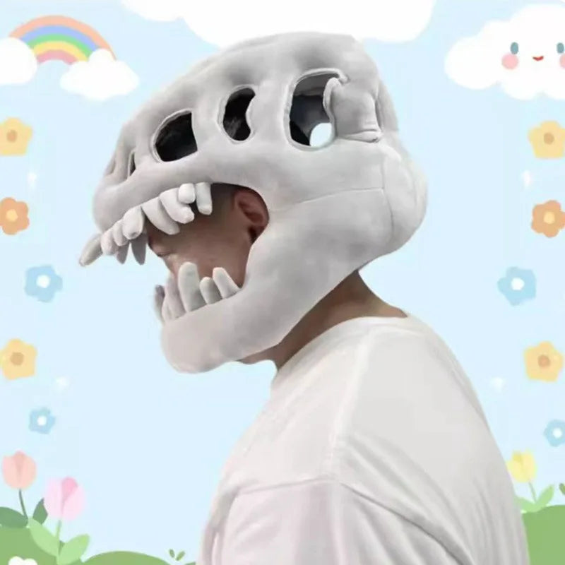 3D Realistic Dinosaur Skeleton Costume Set Funny Headgear Cosply Dress up Clothing Plush Toys Creative Gifts