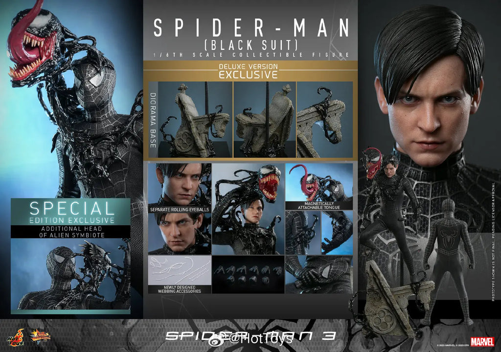 In Stock Hot Toys Spider-Man Tobey Black Suit VIP Special Edition Collectible Action Figure Anime Models Toy Doll gift