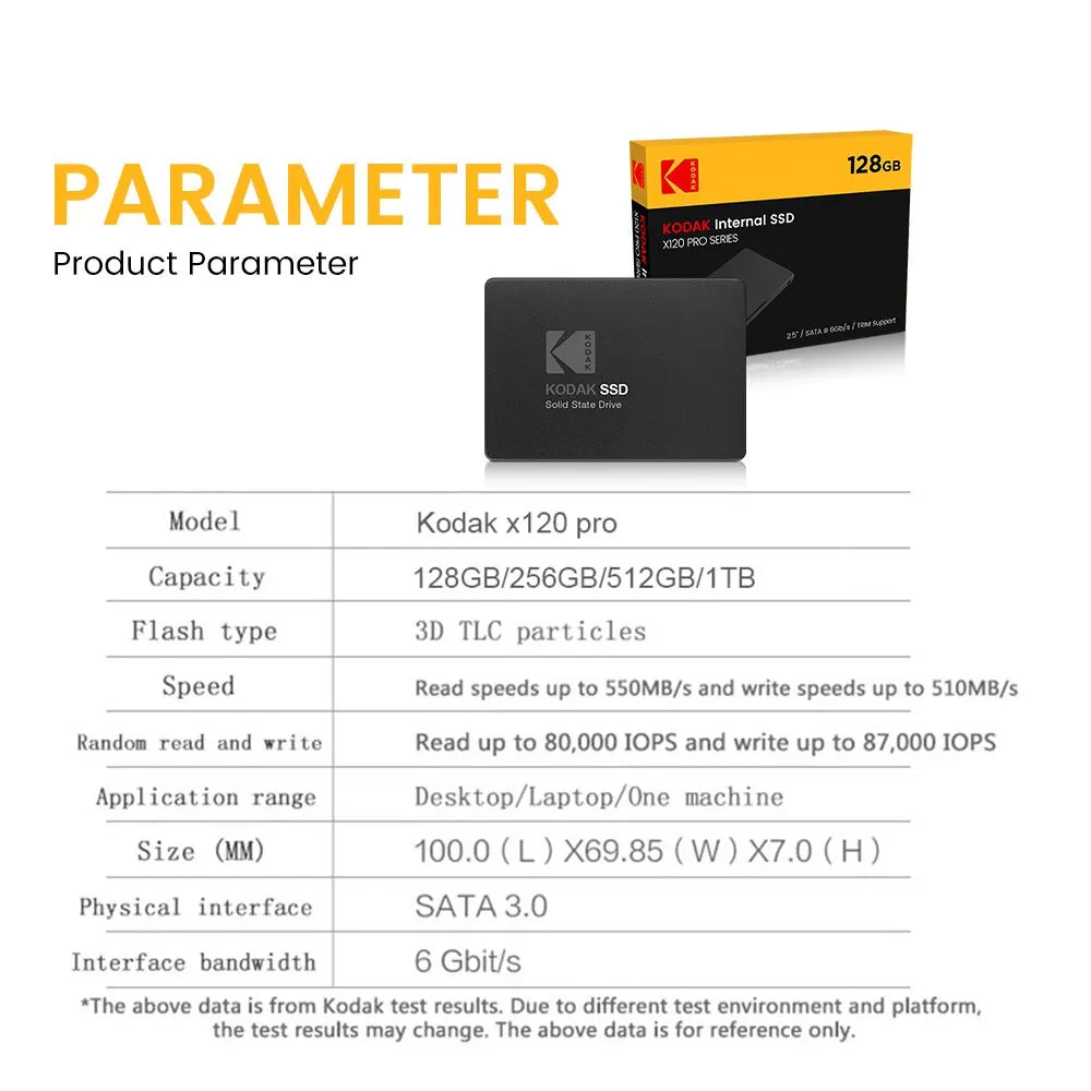 Kodak X120 PRO SSD-Laufwerk HDD 2,5 Festplatte SSD 120 GB 1 TB 512 GB 128 GB 256 GB HD SATA-Festplatte Interne Festplatte für Laptop-Computer