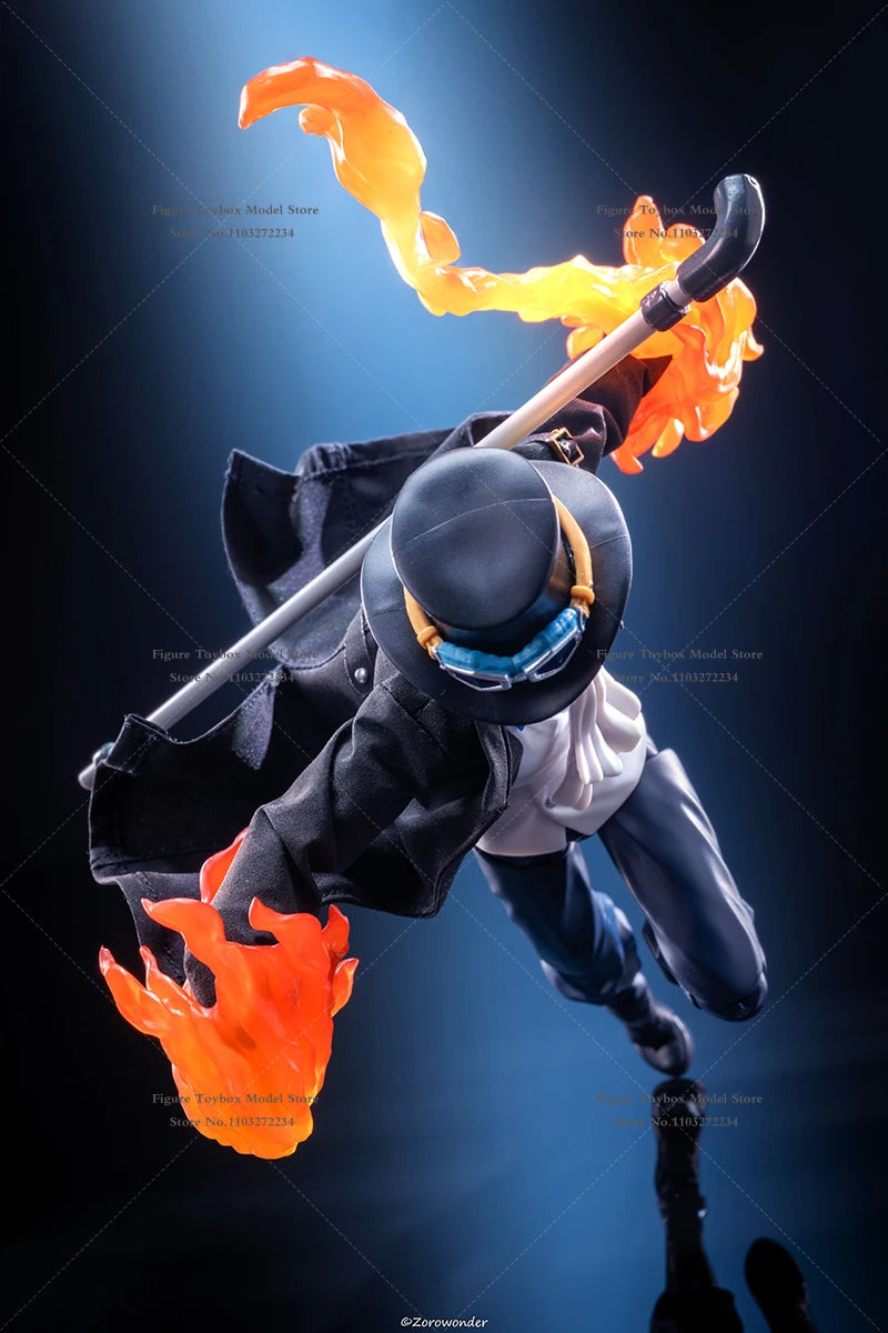 1/12 One Piece Anime Boy Sabo Black Long Windbreaker Coat Clothes Accessory Toys For 6" Shf Man Soldier Body Diy Decoration