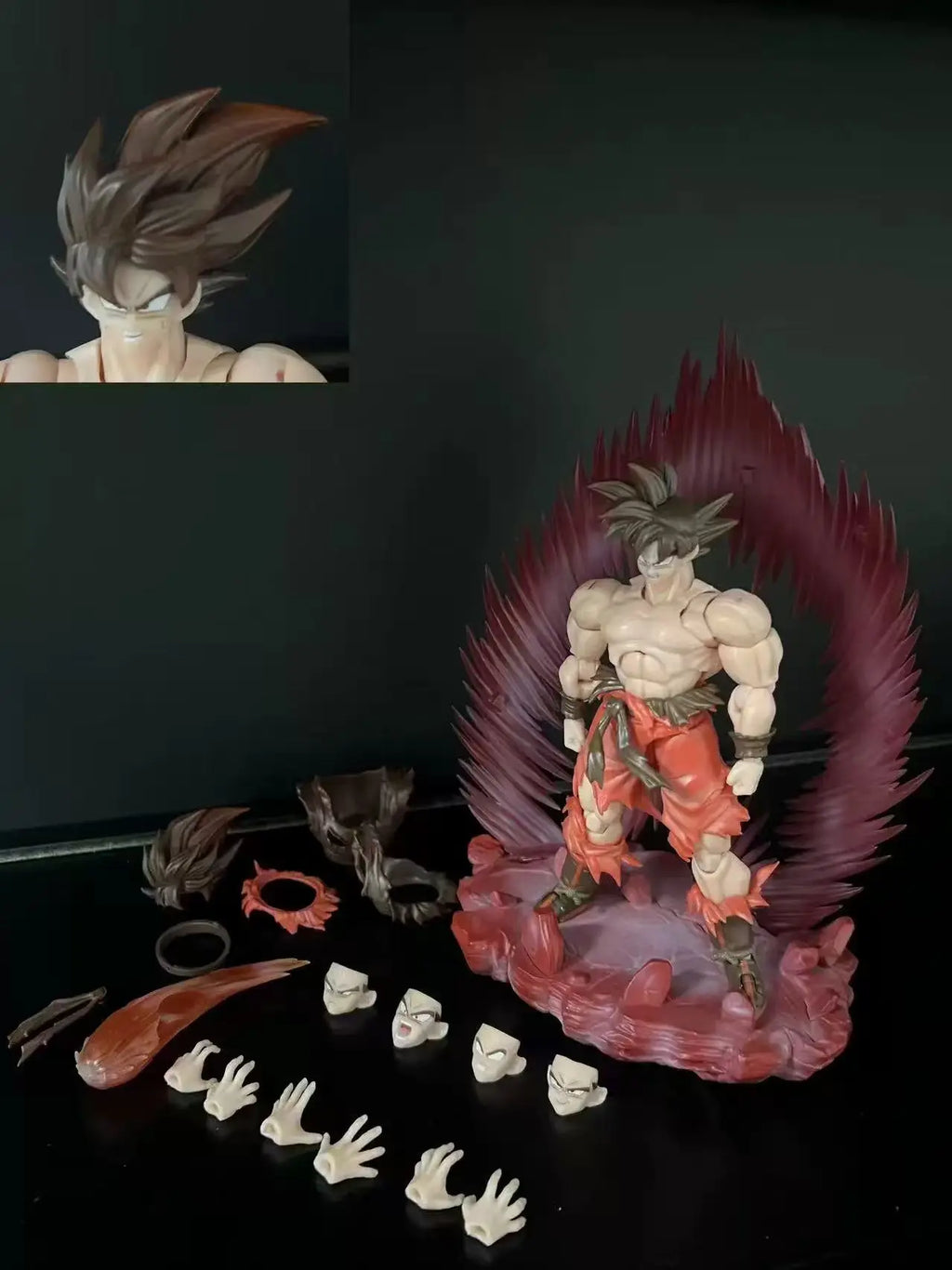 E&C Studio Action Figures Dragon Ball Z Shf Super Saiyan Son Goku Blue Kaioken Battle Damage 3.0 Body Ec Studio Model Toys Gifts