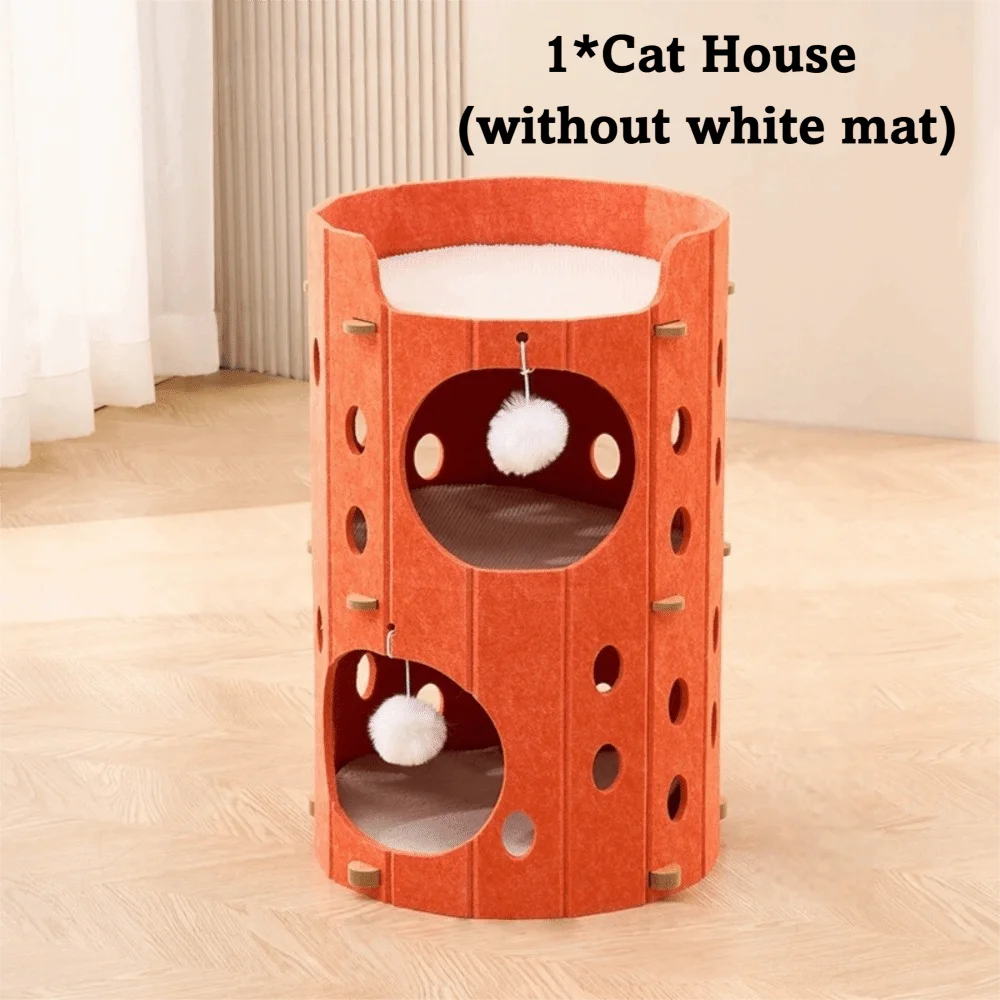2 Floors/3 Floors Cat Scratching Post House Tree Hole Japanese Style Cat Bed All-in-one Durable Cat Condo
