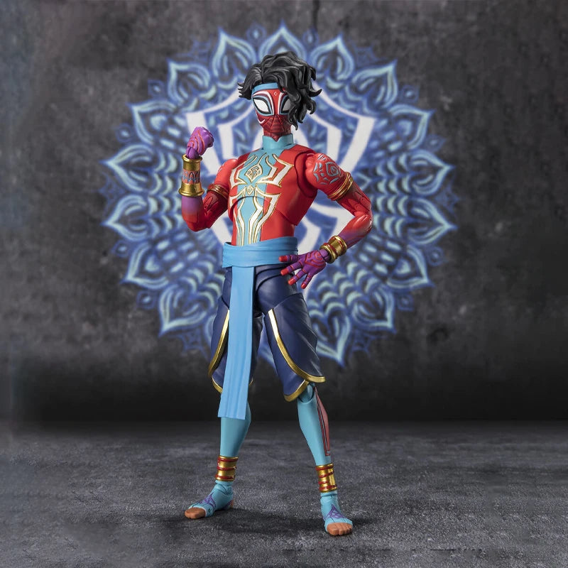 Bandai Original Genuine Figure Spider-Man：Across the Spider-Verse Model Kit SHF Spider Man India Action Figure Collection Model