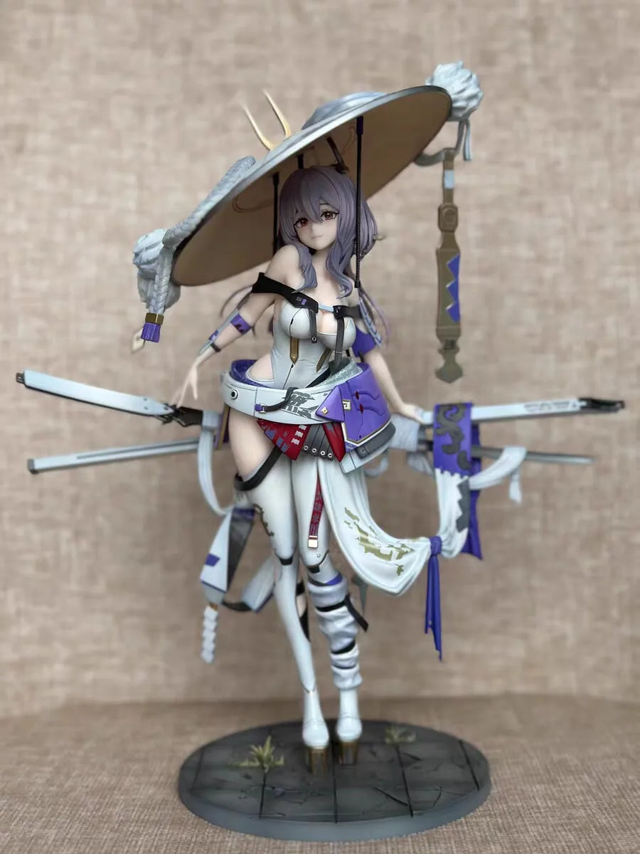 New Anime Samurai Girl Action Figure Collectible Model With Horned Hat Sword Desktop Ornament Gift For Anime Fans Otaku Toy