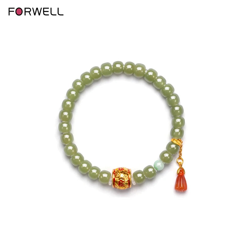 FORWELL Natural Hetian Jade Clear Colour String Exquisite Elegant Simple High-grade Bracelet Young Girls Fashion Fine Jewelry