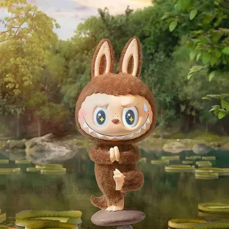 Authentic Popular POPMART THE MONSTERS Labubu Lazy Yoga Series Collectible Figurine Blind Box Toy Decoration Gift