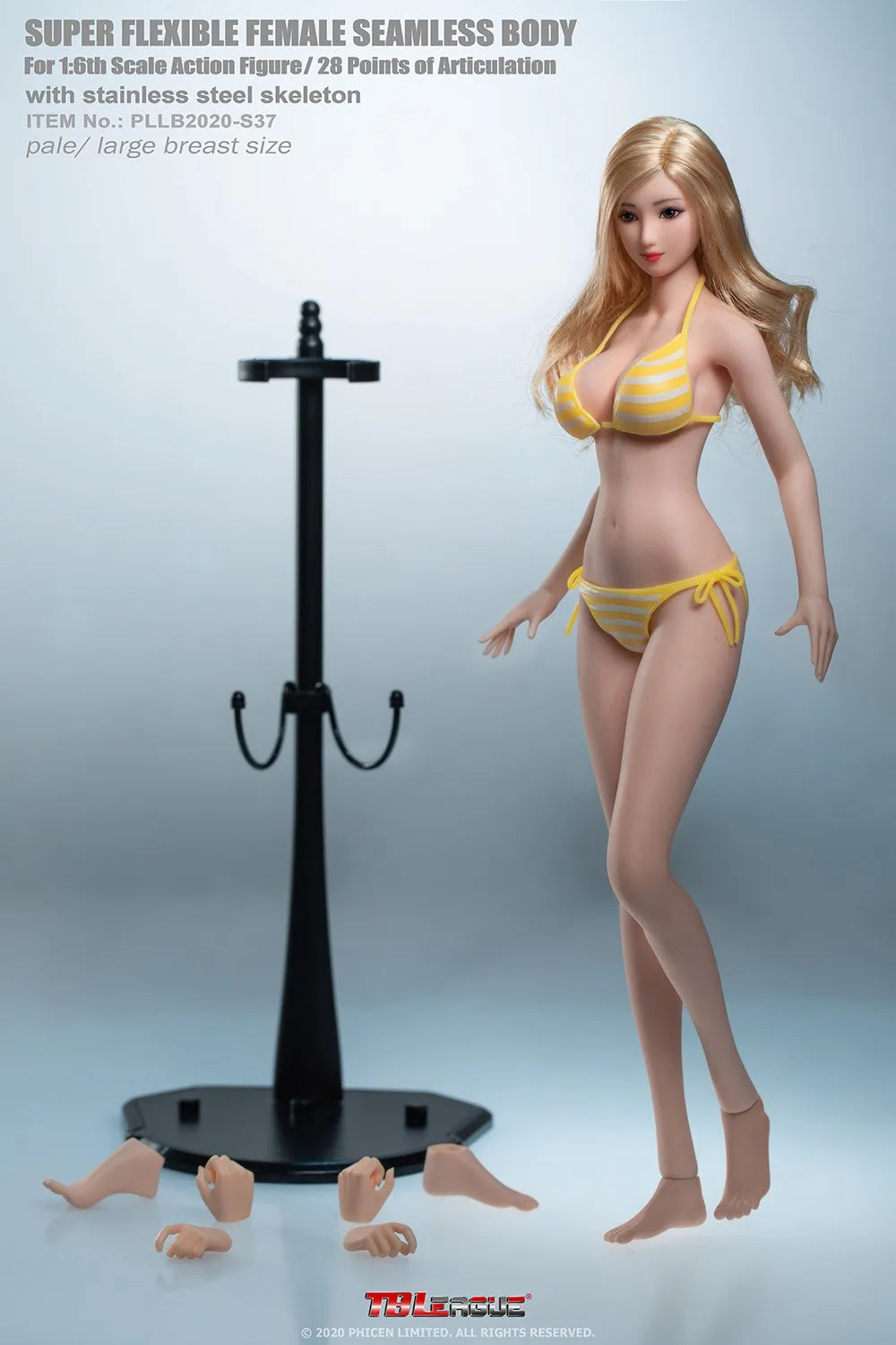 TBLeague Phicen S36 S37 S36A S37A 1/6 Scale Large Breast Pale Skin Super Flexible Female Seamless Body 12" Action Figure Doll