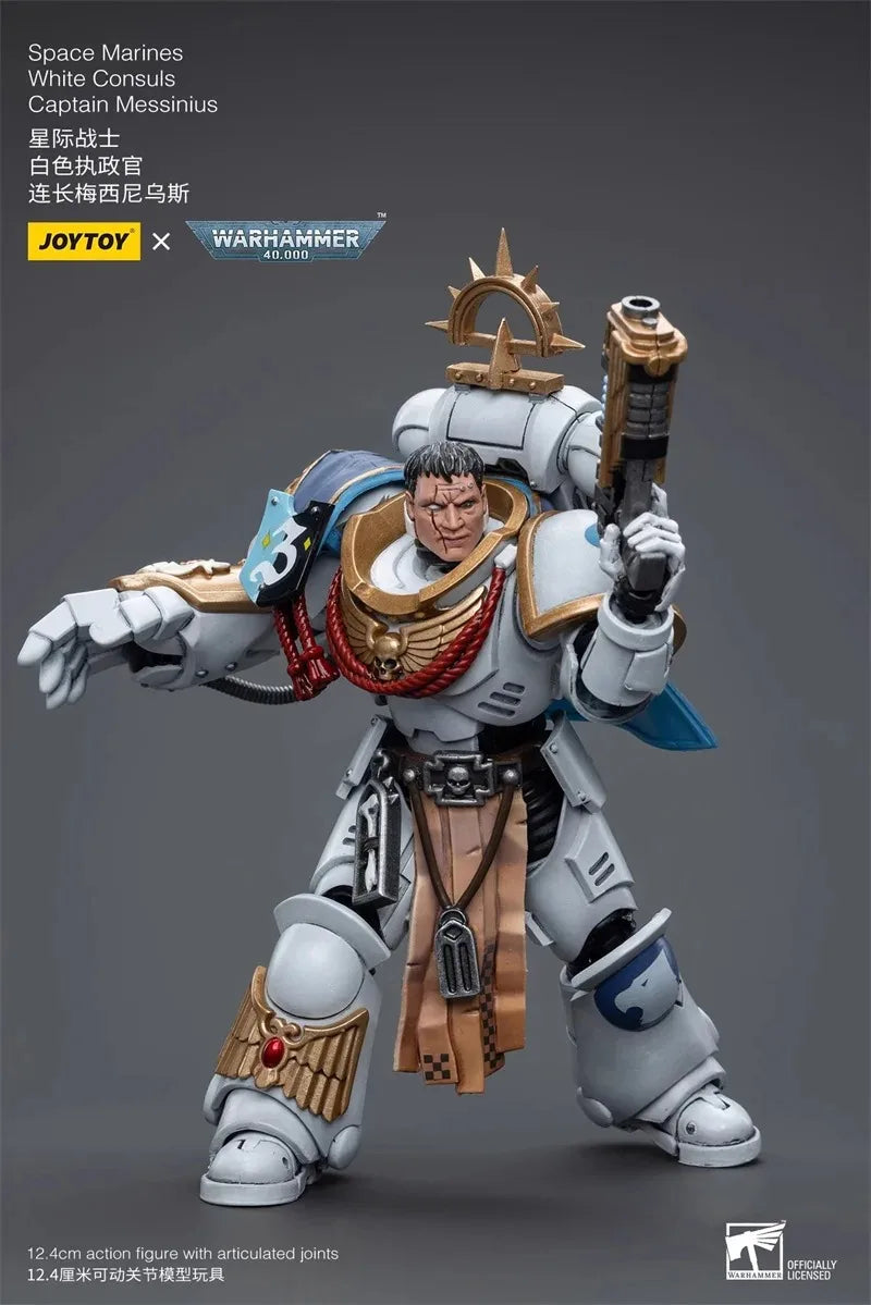 [НАЛИЧНОСТ] JOYTOY Warhammer 40K Екшън фигурки 1/18 Мащаб Dark Source Space Marines Бели консули Капитан Месиний Модел играчки