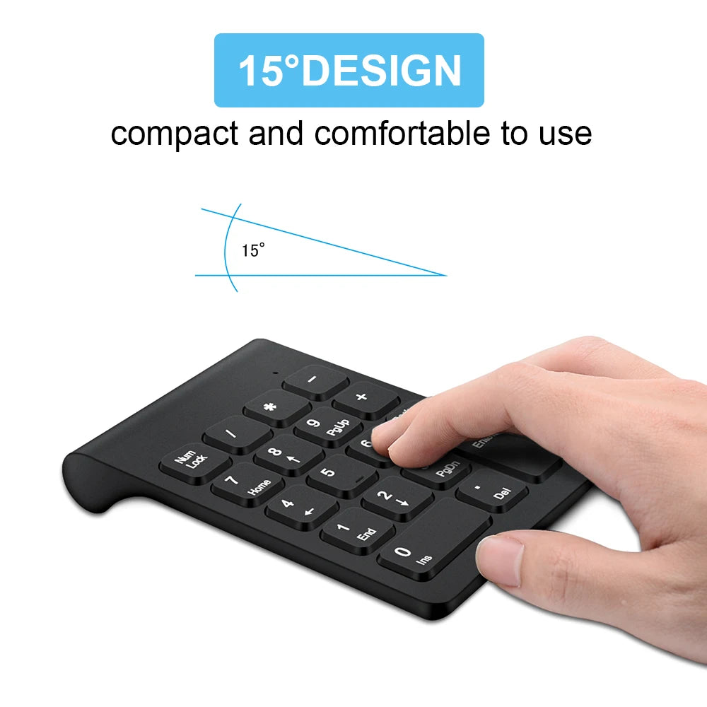 Lefon Wireless Numeric Keyboard 18 Keys Mini Digital Number Pad Keypad Accounting Bank Keypad Mouse Set For PC Laptop Notebook